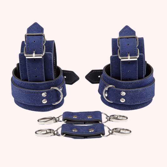 Blue Leather Cuffs set Bondage Cuffs