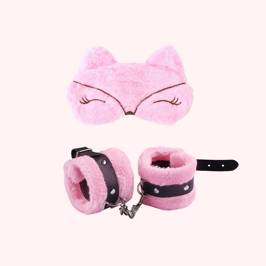 Plush eye mask bracelet set